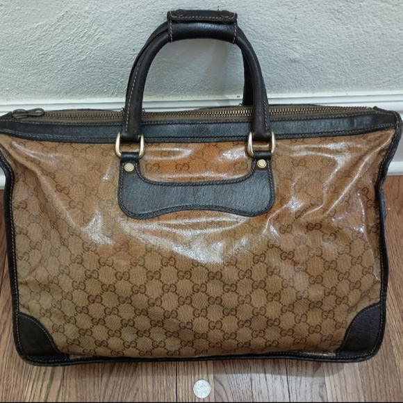 Gucci Handbags - Vintage Gucci Monogram Travel Bag –GG Canvas & Leather Trim $425 OBO